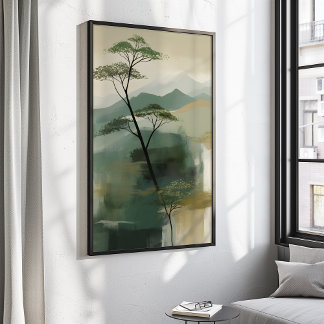 Japandi Mystic Peaks Wall Art Skriv ut Poster
