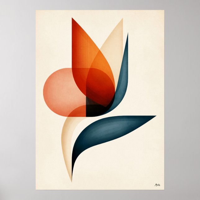 Japandi Paradisfågelgeometri Poster (Framsidan)