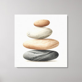 Japandi Pebble Balance in Neutral Tones Canvastryck