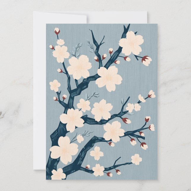 Japandi (skandi-japanese) bröllop inbjudningar (Baksida)