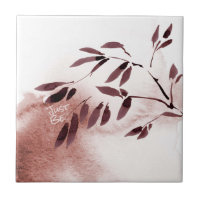 Japandi-Stil Watercolor Bamboo Abstrakt