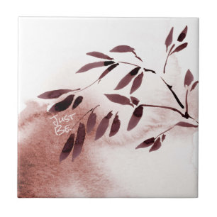 Japandi-Stil Watercolor Bamboo Abstrakt Kakelplatta