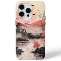 Japandi Watercolor Stil Waterscape Scenery