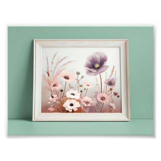 Japandi Wildbloms minimalistiska botaniska Fototryck