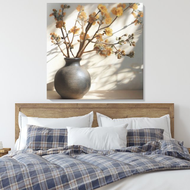 Japandi Zen Blommigt Fusion Ceramic Vas Canvastryck (Insitu (sovrum))