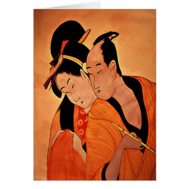 Japanen kopplar ihop tomma notelets/kort OBS kort (Framsidan)