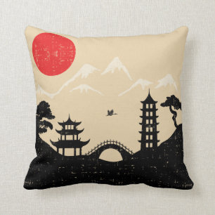Japanen landskap - Grungestil Kudde