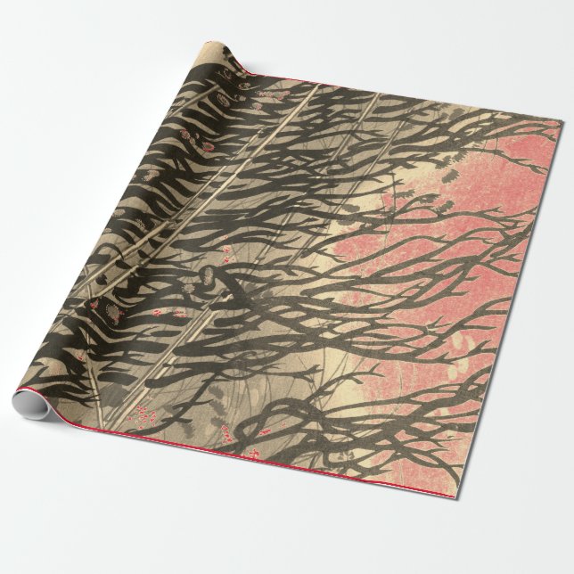 JAPANESE ABSTRAKT ART GRENAR AT SUNSET GIFT WRAP PRESENTPAPPER (Utrullad)