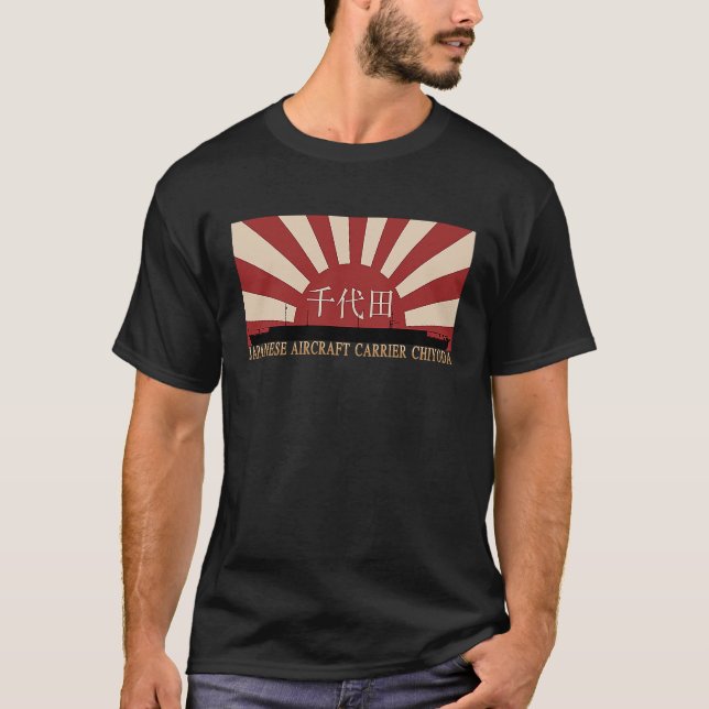 Japanese Aircraft Carrier Chiyoda Rising Sun Flag T Shirt (Framsida)