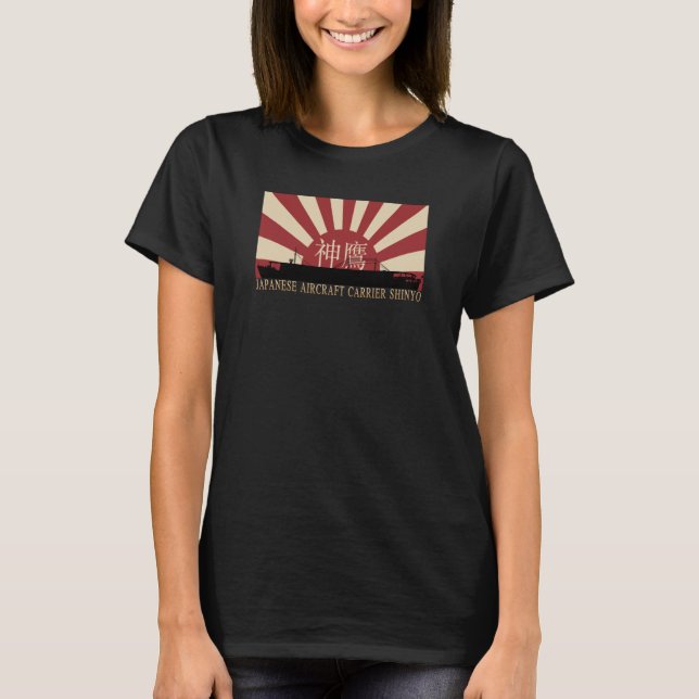 Japanese Aircraft Carrier Shinyo Rising Sun Flag T Shirt (Framsida)