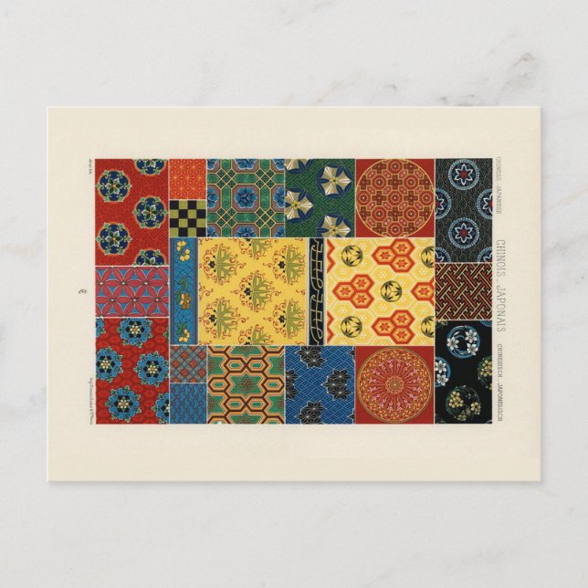Japanese and Chinese textiles postcard Vykort (Framsida)