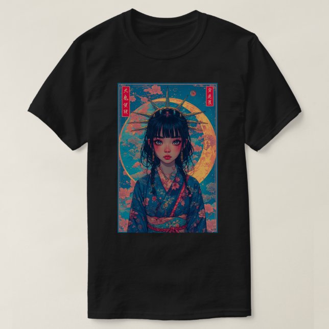 Japanese Anime Girl Fantasy Art 01 T Shirt (Design framsida)