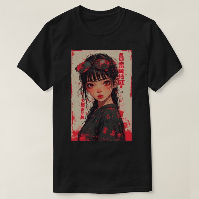 Japanese Anime Girl Fantasy Art 02 T Shirt (Design framsida)