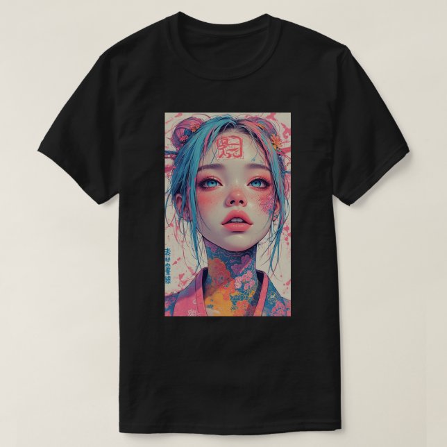 Japanese Anime Girl Fantasy Art 04 T Shirt (Design framsida)