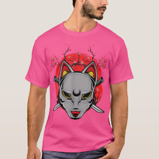 Japanese Art Cat Japan Sword Katana Samurai Cherry T Shirt