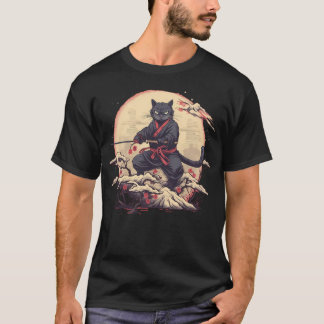 Japanese Art Cat Ninja Ukiyo-e Anime Samurai Cat S T Shirt