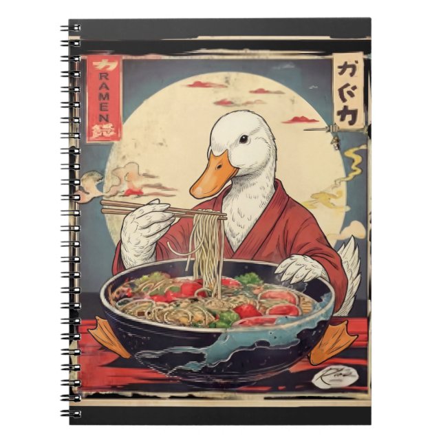 Japanese Art Duck Eating Ramen Ukiyo for students  Anteckningsbok (Framsidan)