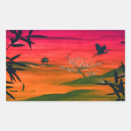 JAPANESE ART REKTANGULÄRT KLISTERMÄRKE