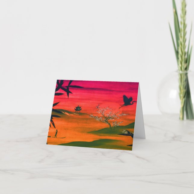JAPANESE ART SUNSET TACK DU CARD KORT (Framsida)