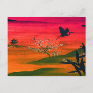 JAPANESE ART SUNSET VYKORT