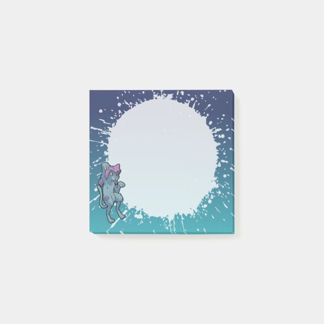 Japanese Bakeneko Cat Yokai Splattered Post-it Block (Framsida)