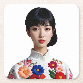 Japanese beauty pinup underlägg papper kvadrat
