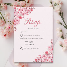 Japanese Blossom Wedding – Pink Floral RSVP OSA Kort