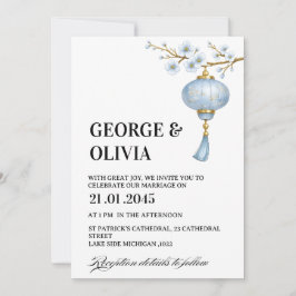 Japanese Blue Lantern Wedding Inbjudningar