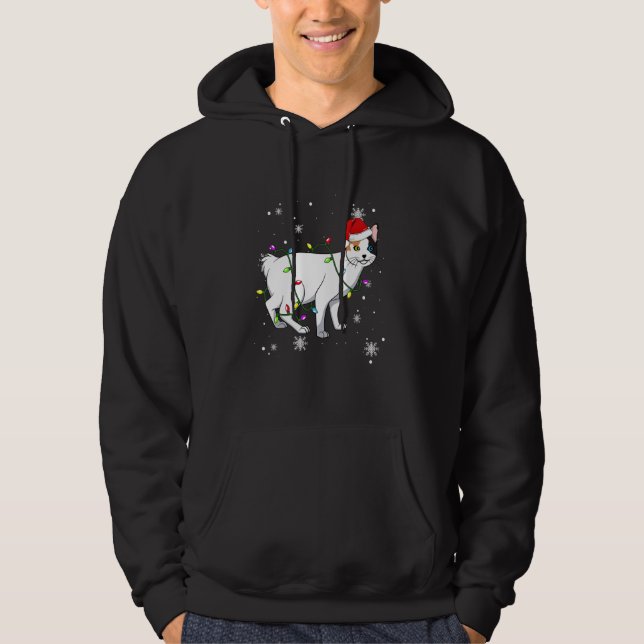 Japanese Bobtail Cat Christmas Lights Christmas Ca Hoodie (Framsida)