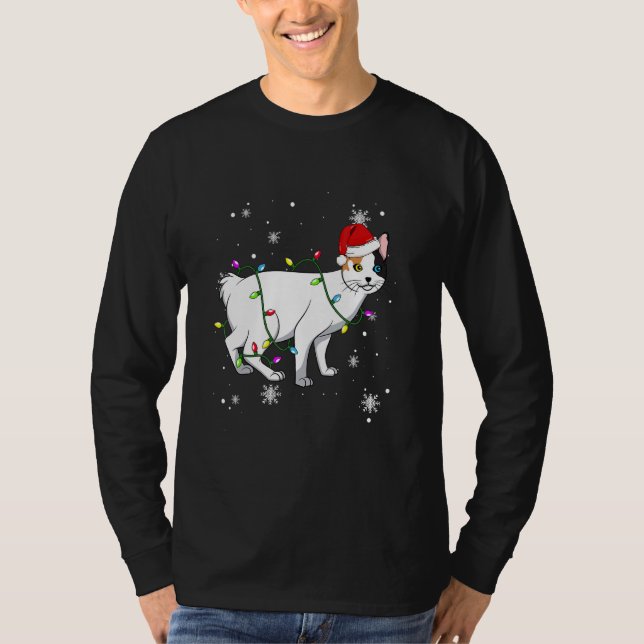 Japanese Bobtail Cat Christmas Lights Christmas Ca T Shirt (Framsida)