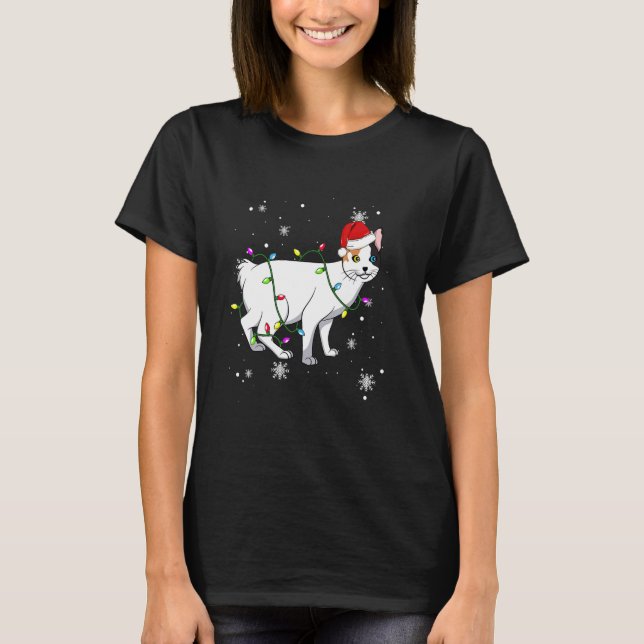Japanese Bobtail Cat Christmas Lights Christmas Ca T Shirt (Framsida)