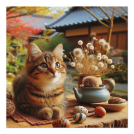 Japanese brown tabby cat perfect poster