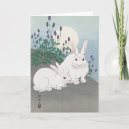 JAPANESE BUNNY OCH MÅNE FOLTED GREETING CARD KORT