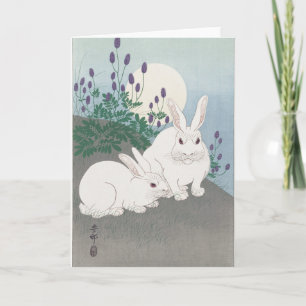 JAPANESE BUNNY OCH MÅNE FOLTED GREETING CARD KORT