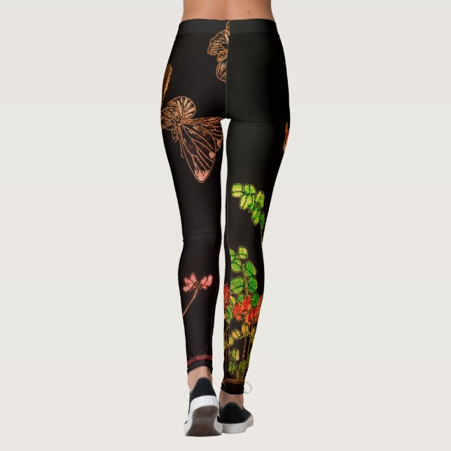 JAPANESE BUTTERFLIES AND FLOWERS TRYCTED LEGGINGS (Baksida)
