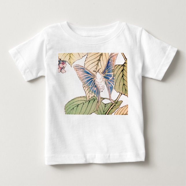 JAPANESE BUTTERFLY SMÅBARN GIRL TOP ANPASSAT NAMN T SHIRT (Framsida)