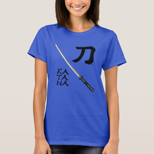 Japanese Calligraphy Sword T Shirt (Framsida)