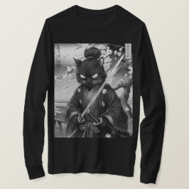 Japanese Cat Samurai Warrior T Shirt