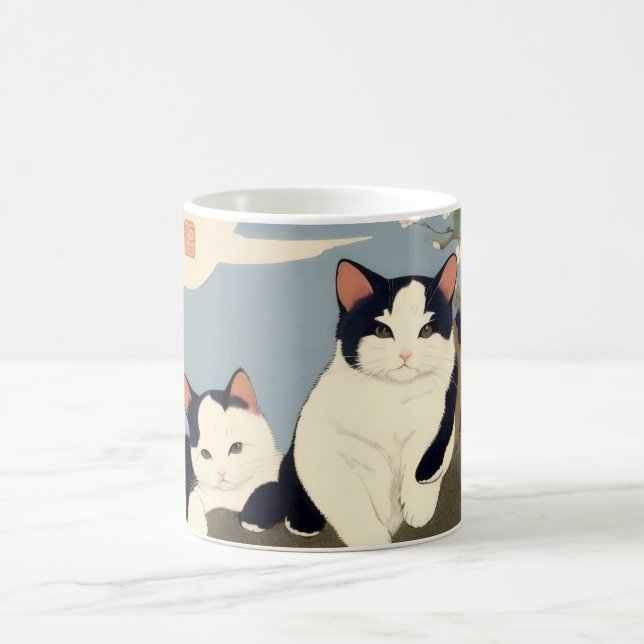 Japanese Cats Blossom Tree Mug – Ukiyo-e Style Kaffemugg (Center)