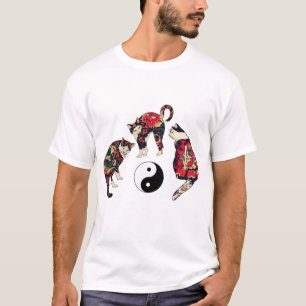 JAPANESE CATS,DRAGON RED DJÄVULEN TATTOOS,YIN YANG T SHIRT