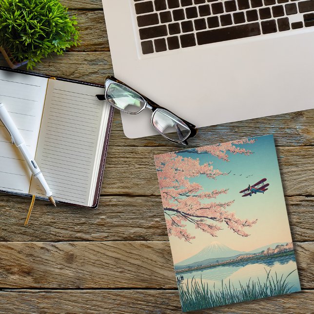 Japanese Cherry Blossom Biplane Airplane Aviation Helg Vykort (Skapare uppladdad)