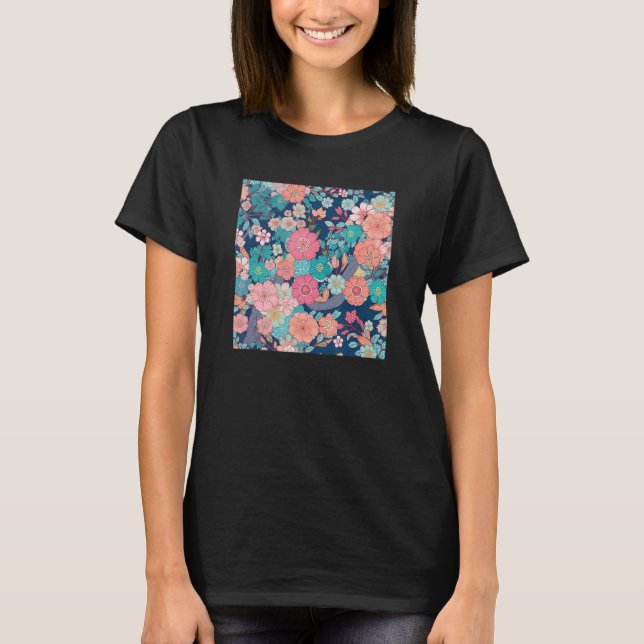 Japanese Cherry Blossom Flower Pink Sakura Floral  T Shirt (Framsida)