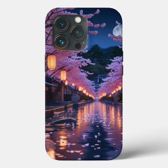 Japanese Cherry Blossom Sakura Phone Case - Night (Baksida )
