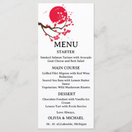 Japanese cherry blossom wedding menu meny