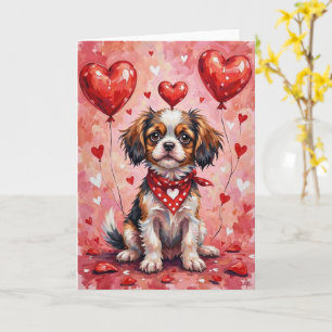 Japanese Chin Alla hjärtans dag Hund sittande med Kort