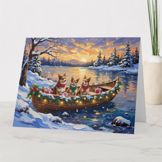 Japanese Chin Christmas Boat Holiday Kort (Framsida)