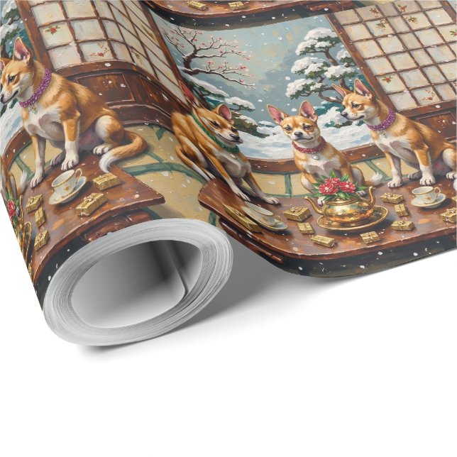 Japanese Chin Christmas Palace Tea Party Holiday Presentpapper (Rulle Hörn)