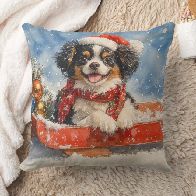 Japanese Chin Hund i släde Låt det snöa jul Kudde (Filt)