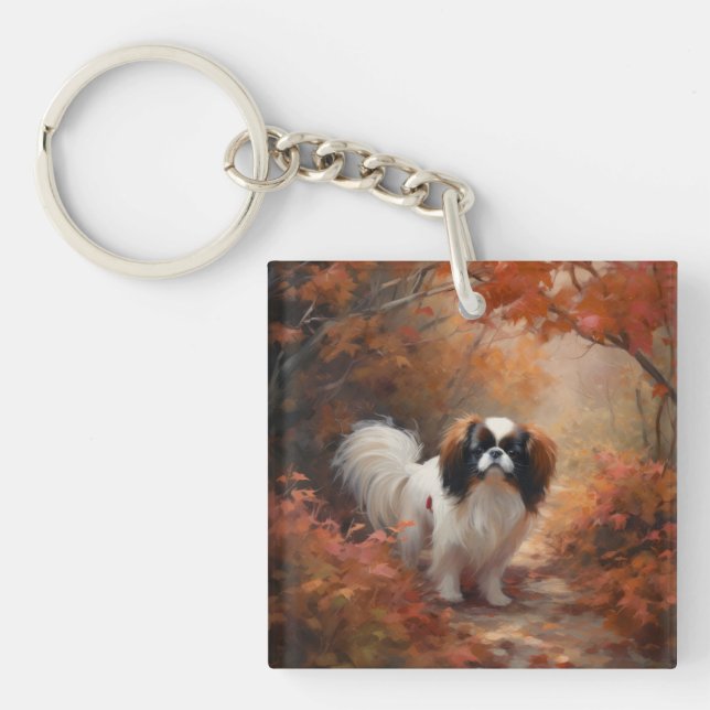 Japanese Chin i höstlöv Fall Inspirerar (Framsidan)