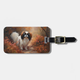 Japanese Chin i höstlöv Fall Inspirerar Bagagebricka